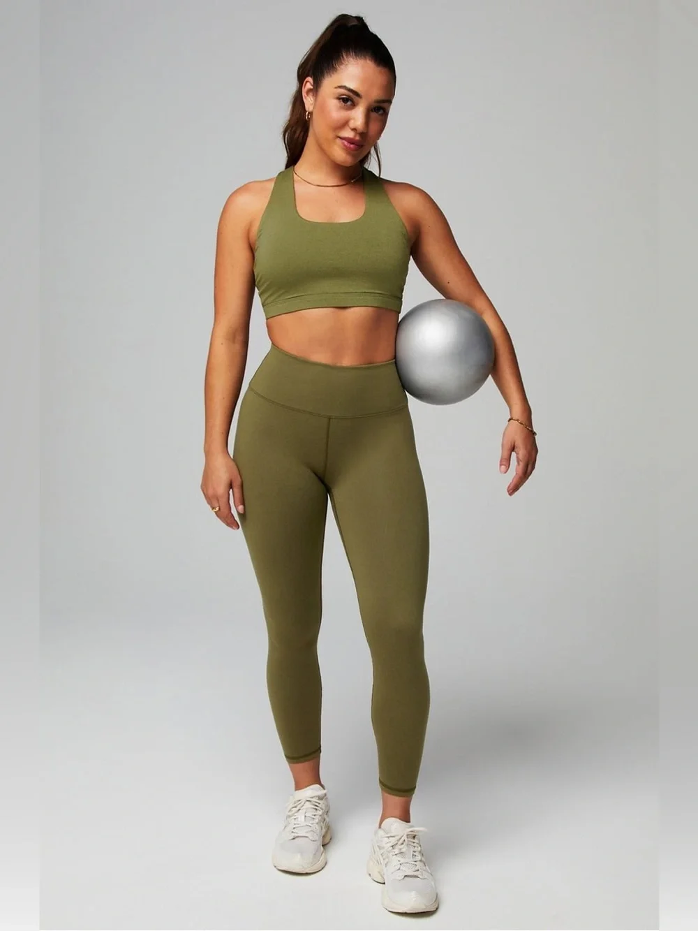 Fabletics Boost Medium Impact Sports Bra Strappy Olive Gym Workout